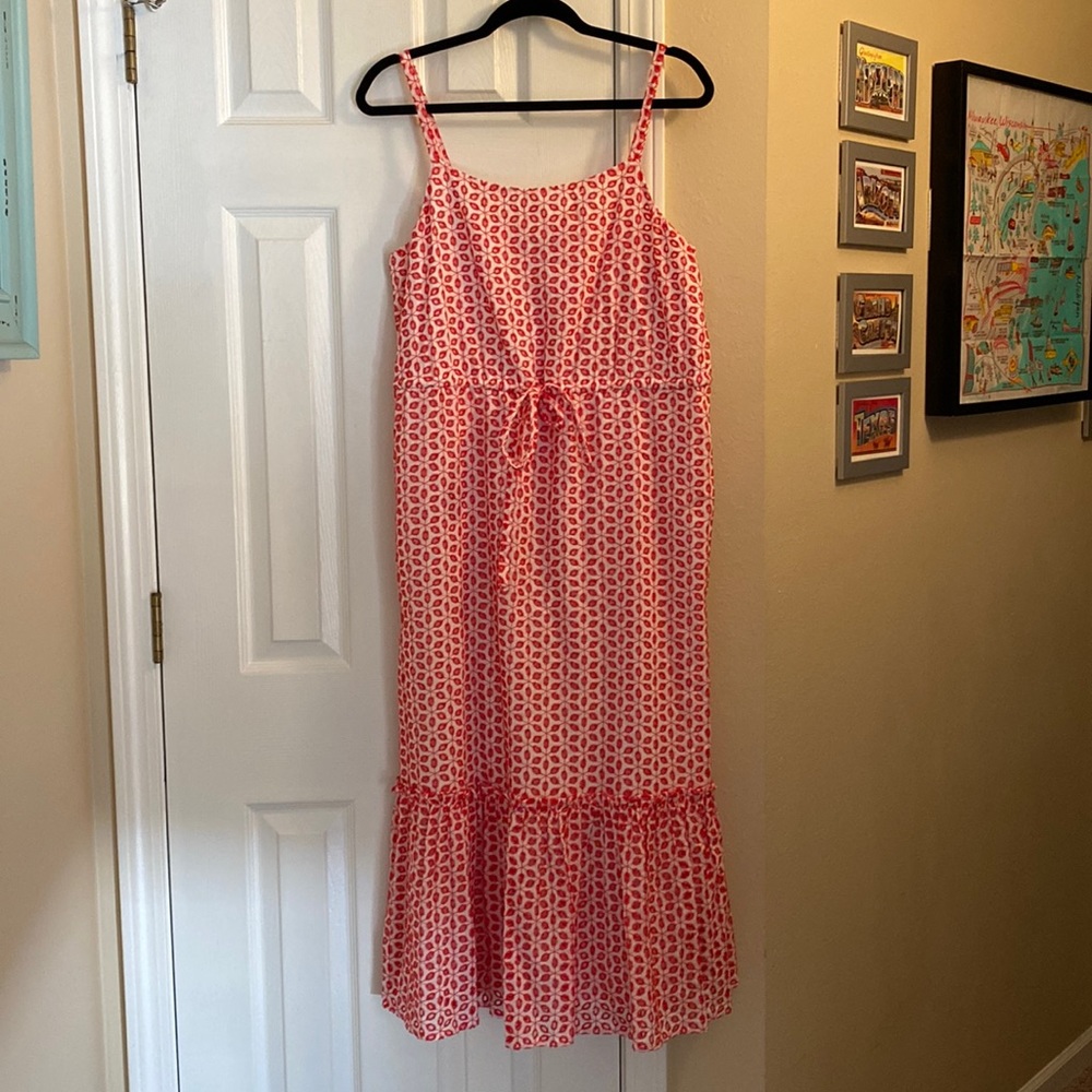 NWOT Red and White Eyelet Cremieux Maxi Sundress - Size Medium